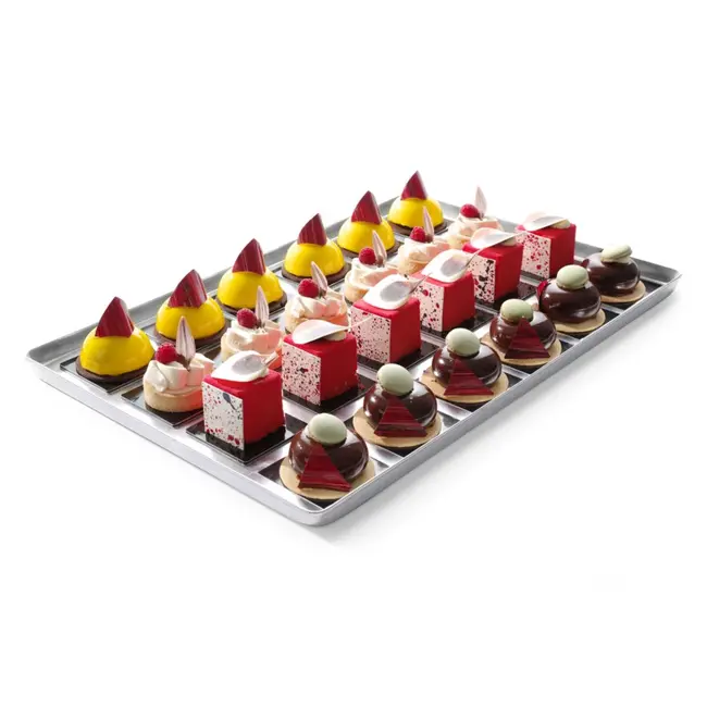 HENDI Displaytray voor zoetwaren – Aluminium – Elegant ontwerp – 600x400x20 mm