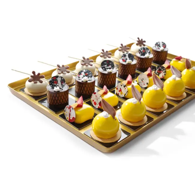 HENDI Displaytray voor zoetwaren – Aluminium – Elegant ontwerp – 400x300x20 mm