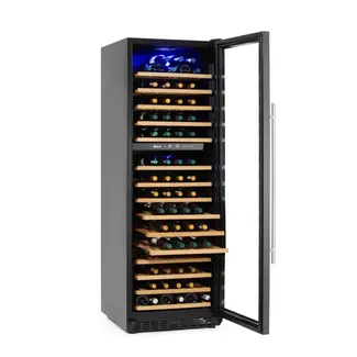 Arktic Wijnkoeler – 2 zones – 160 flessen – 447L – zwart – LED-verlichting – uittrekbare houten planken