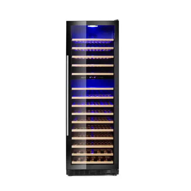 Arktic Wijnkoeler – 2 zones – 160 flessen – 447L – zwart – LED-verlichting – uittrekbare houten planken