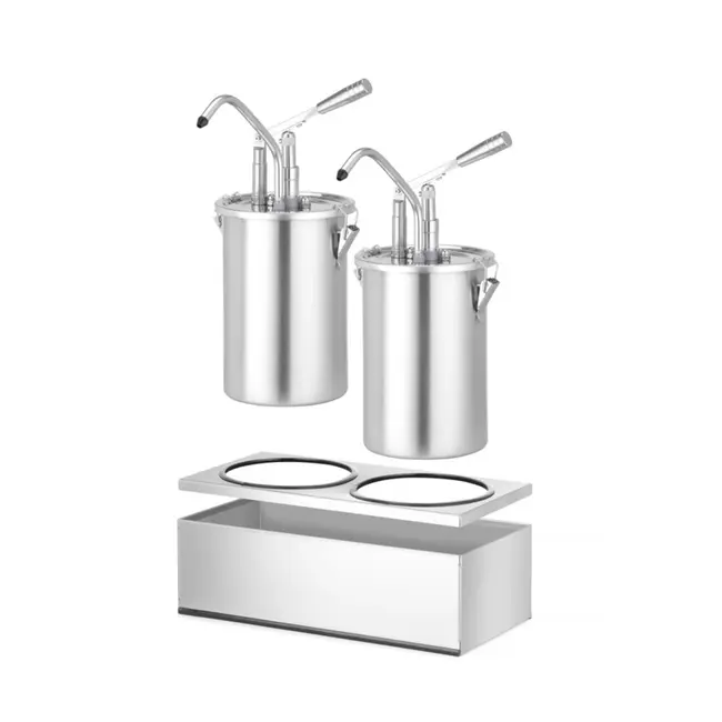 HENDI Set van 2 roestvrijstalen sauspompen – 9L – demonteerbaar – 35 ml porties