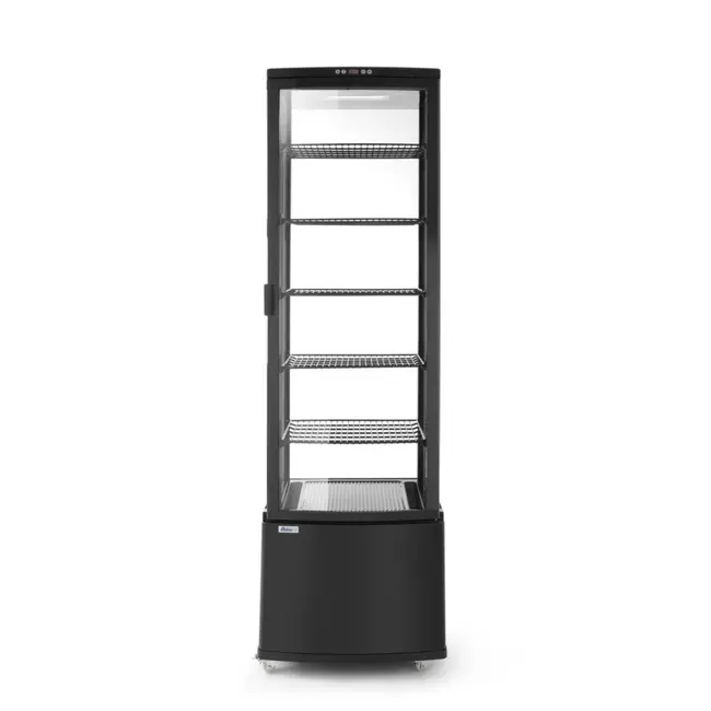 Arktic Koelvitrine – 270L – zwart – dubbelglas – LED-verlichting – verrijdbaar – 0-6°C