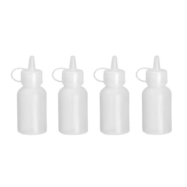 Hendi Mini saus dispenser set - nauwkeurige dosering - vaatwasmachinebestendig - 50 ml - transparant - 4 stuks