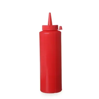 HENDI Doseer knijpfles rood 0,7 liter met smalle doseertuit en dop