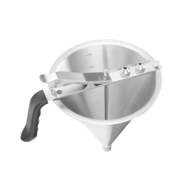 HENDI Fondanttrechter Profi Line – Ergonomisch – Inclusief 3 spuitmondjes – 1,5L – Met houder en afdruipkommetje