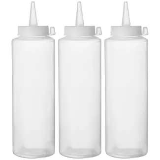 Hendi Set van 3 dispenserflacons - 0,7L - transparant - vaatwasmachinebestendig - hygiënisch afsluitdopje