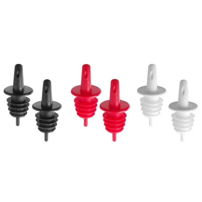 BarUp Set van 6 doorschenkers – EVA materiaal – 3 kleuren (zwart, wit, rood)