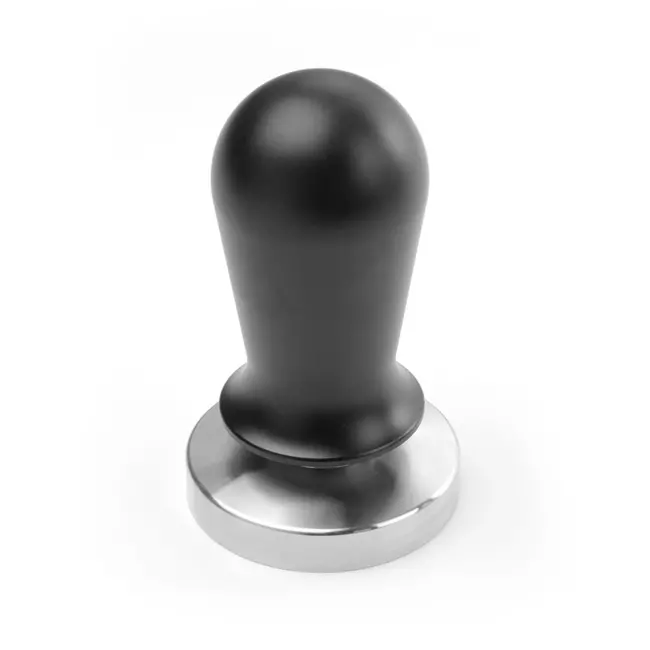 HENDI Koffie tamper met veer – roestvast staal – zwart aluminium handvat – ⌀58x(H)100mm