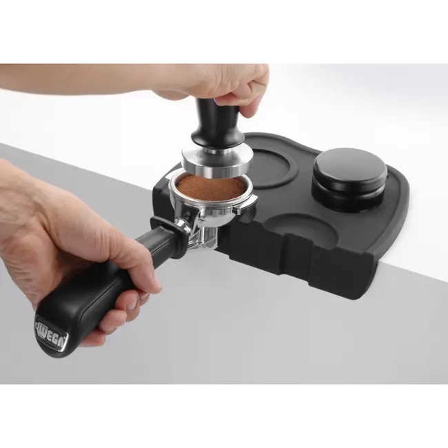 HENDI Koffie tamper met veer – roestvast staal – zwart aluminium handvat – ⌀58x(H)100mm