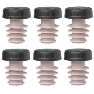 BarUp Stopper met dop – Beschermt tegen verspilling – 6 stuks – Zwart – Geschikt voor standaardflessen