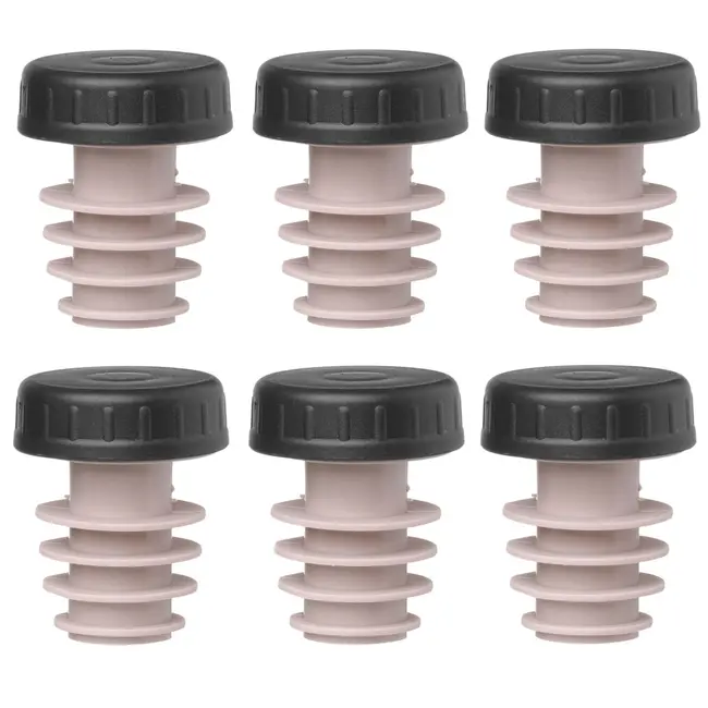 BarUp Stopper met dop – Beschermt tegen verspilling – 6 stuks – Zwart – Geschikt voor standaardflessen