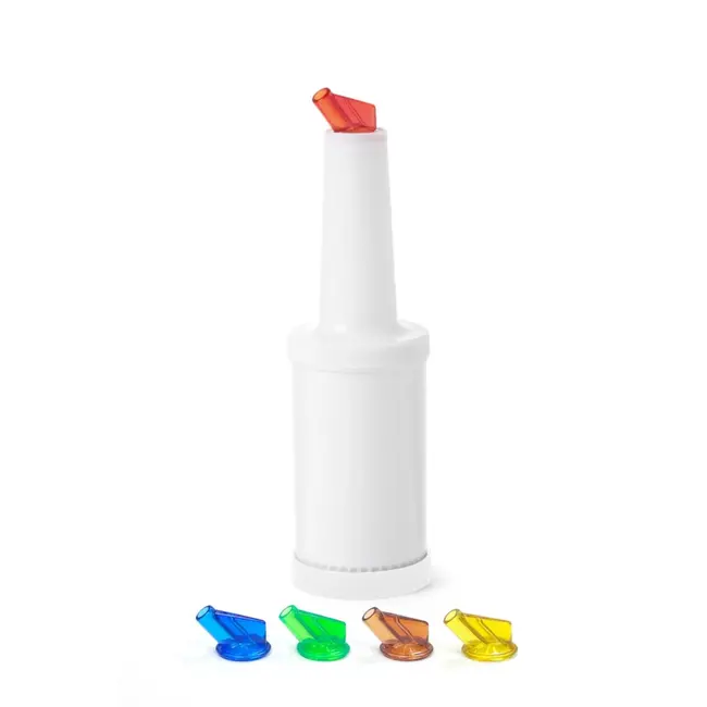 BarUp Bar opslagfles – 0,8L – wit – met 5 gekleurde schenktuiten – vaatwasserbestendig