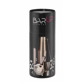 BarUp Complete barkit – koper – inclusief shaker, jigger, strainer en muddler – in elegante buis