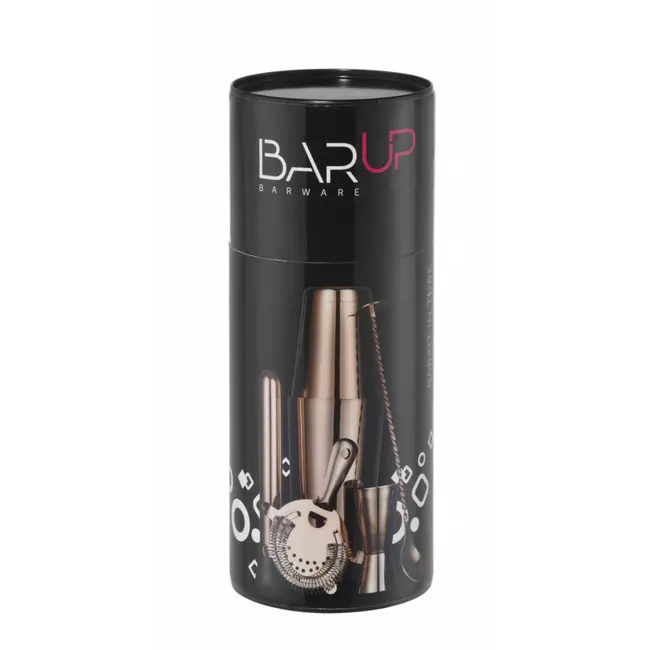 BarUp Complete barkit – koper – inclusief shaker, jigger, strainer en muddler – in elegante buis
