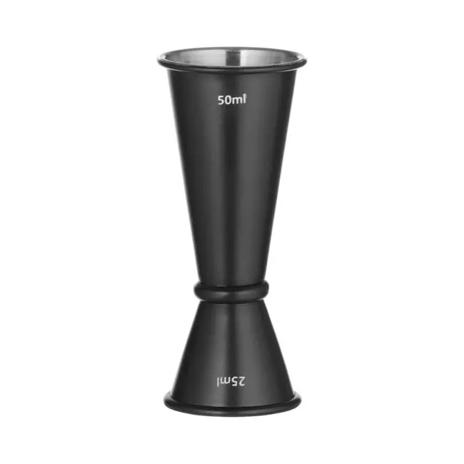 BarUp Dubbelzijdig barmaatje – roestvast staal – zwart – 25/50 ml – met ring voor stabiliteit