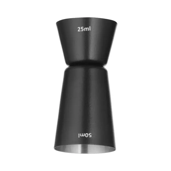 BarUp Barmaatje – roestvast staal – zwarte poedercoating – 25/50 ml – klassiek bartendingaccessoire