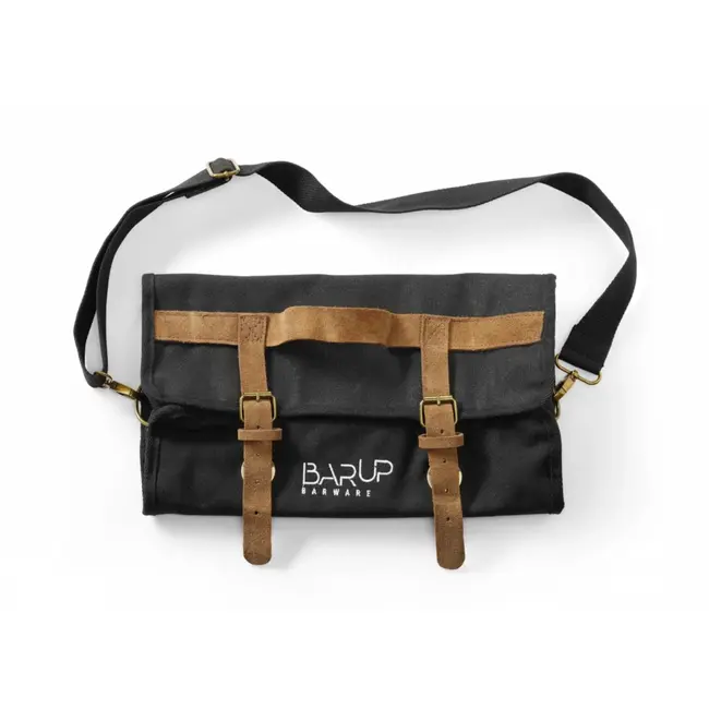 BarUp Bartender-tas – zwart – katoen en leer – 210x370x70 mm – verstelbare schouderband