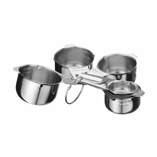 HENDI Set van 7 roestvrijstalen maatbekers – stapelbaar en vaatwasmachinebestendig