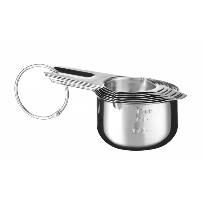 HENDI Set van 7 roestvrijstalen maatbekers – stapelbaar en vaatwasmachinebestendig