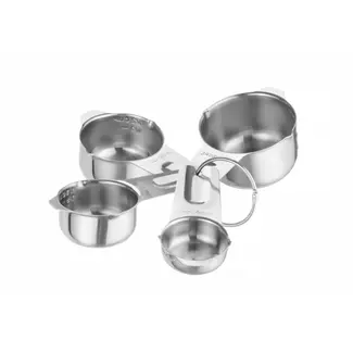 HENDI Set maatbekers – roestvast staal – stapelbaar – 4 stuks – gegraveerde markeringen