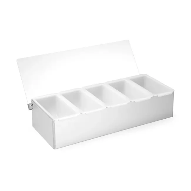 BarUp Ingrediëntenhouder – 5 containers – roestvrij staal – vaatwasserbestendig – 375x140x90 mm
