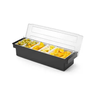 BarUp Ingrediëntenhouder – 5 verwijderbare containers – zwart – vaatwasmachinebestendig – 480x150x100 mm