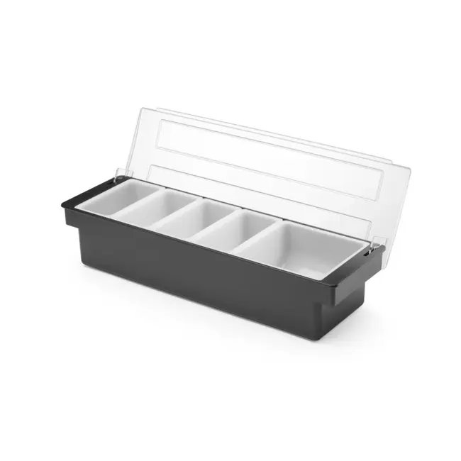 BarUp Ingrediëntenhouder – 5 verwijderbare containers – zwart – vaatwasmachinebestendig – 480x150x100 mm