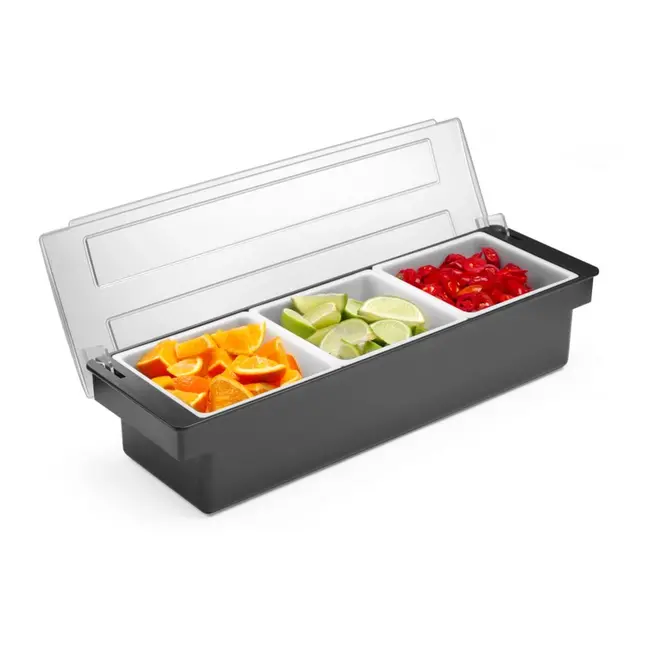 BarUp Ingrediëntenhouder - 3 containers - zwart - 480x150x100mm - vaatwasserbestendig