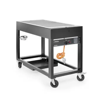 HENDI Gasbarbecue – Zwart – 10kW – 1260x580x900 mm – Windbestendig – Energiezuinig – Gemakkelijk te verplaatsen