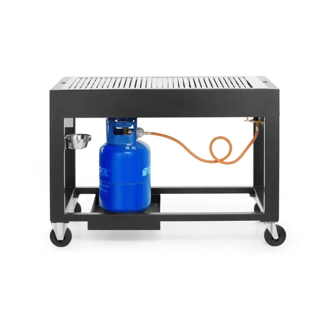 HENDI Gasbarbecue – Zwart – 10kW – 1260x580x900 mm – Windbestendig – Energiezuinig – Gemakkelijk te verplaatsen