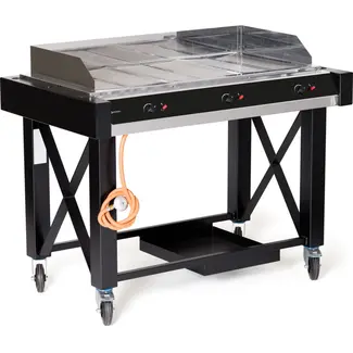 HENDI Gasbarbecue – 3 branders – windbestendig – groot rooster – zwart – 13kW