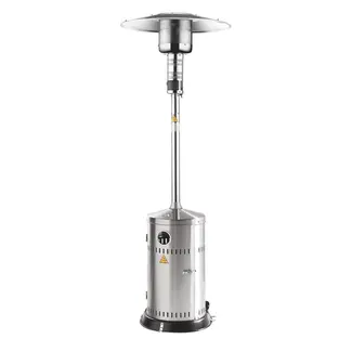 HENDI Krachtige terrasverwarmer – 12,5kW – ⌀770x(H)2200mm – roestvrij staal – met wieltjes en omvalbeveiliging