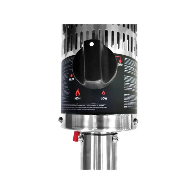 HENDI Inschuifbare terrasverwarmer – 12,5kW – met wieltjes en omvalbeveiliging – roestvast staal – ⌀770x(H)2200mm