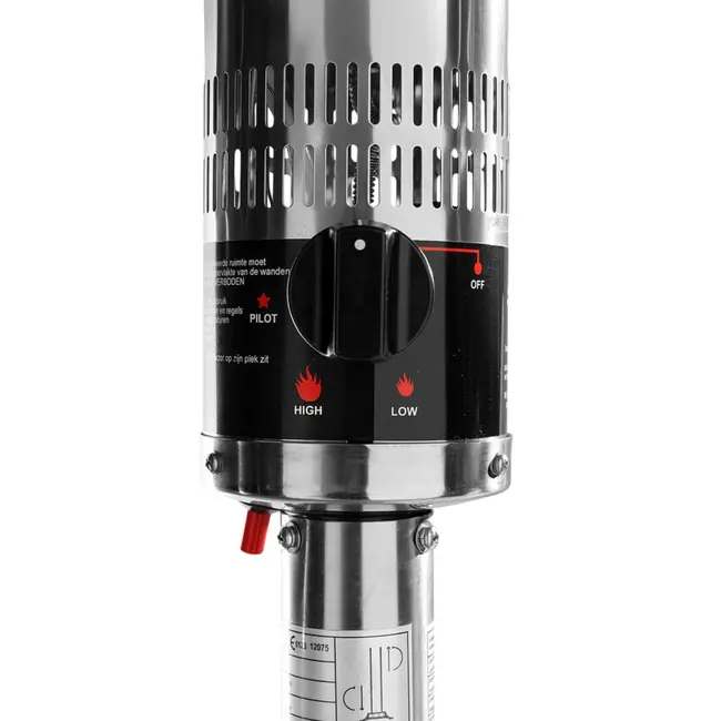 HENDI Inschuifbare terrasverwarmer – 12,5kW – met wieltjes en omvalbeveiliging – roestvast staal – ⌀770x(H)2200mm