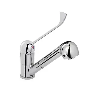 HENDI Uittrekbare kraan – roterend – roestvrij staal – 120 cm doucheslang – 230 mm taphoogte