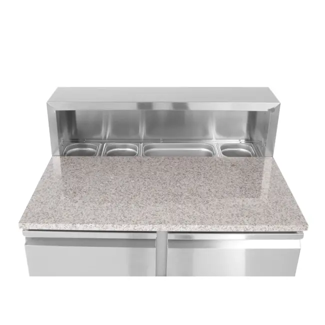 Arktic Pizzawerkbank met 2 deuren en 7 lades – roestvast staal – granieten werkblad – 2020x802x1000 mm