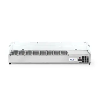 Arktic Opzetkoelvitrine GN 1/4 – 8 bakken – digitaal display – roestvast staal – 1805x335x460 mm