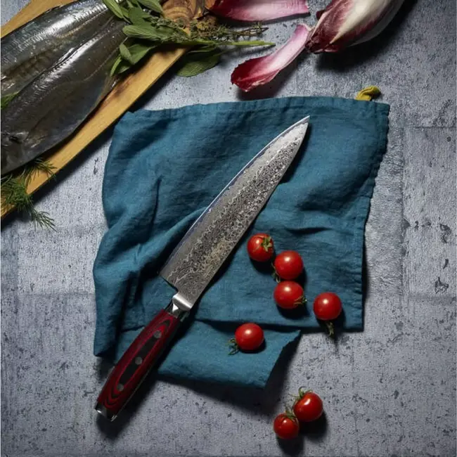 Yaxell Super Gou Koksmes 20 cm – 161 Lagen Damaststaal – SG2 Staal – 63 HRC – Canvas-Micarta Heft