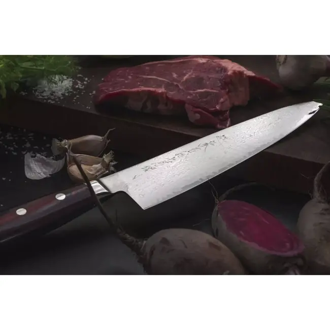 Yaxell Super Gou Koksmes 20 cm – 161 Lagen Damaststaal – SG2 Staal – 63 HRC – Canvas-Micarta Heft