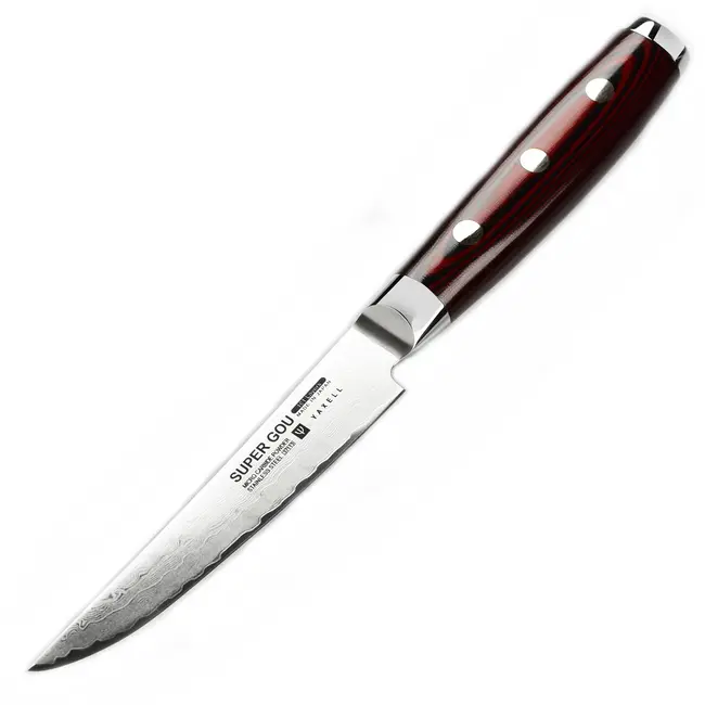 Yaxell Super Gou Steakmes – 12 cm – 161 Lagen Damaststaal – SG2 Staal – 63 HRC – Canvas-Micarta Heft