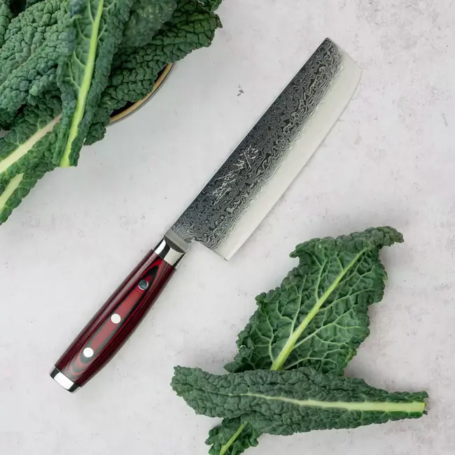 Yaxell Super Gou Nakiri Koksmes 16,5 cm – 161 Lagen Damaststaal – SG2 Staal – 63 HRC – Canvas-Micarta Heft