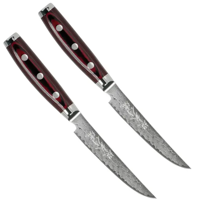 Yaxell Super Gou Steakmessenset 12 cm – 2-delig – 161 Lagen Damaststaal – SG2 Staal – 63 HRC – Canvas-Micarta Heft