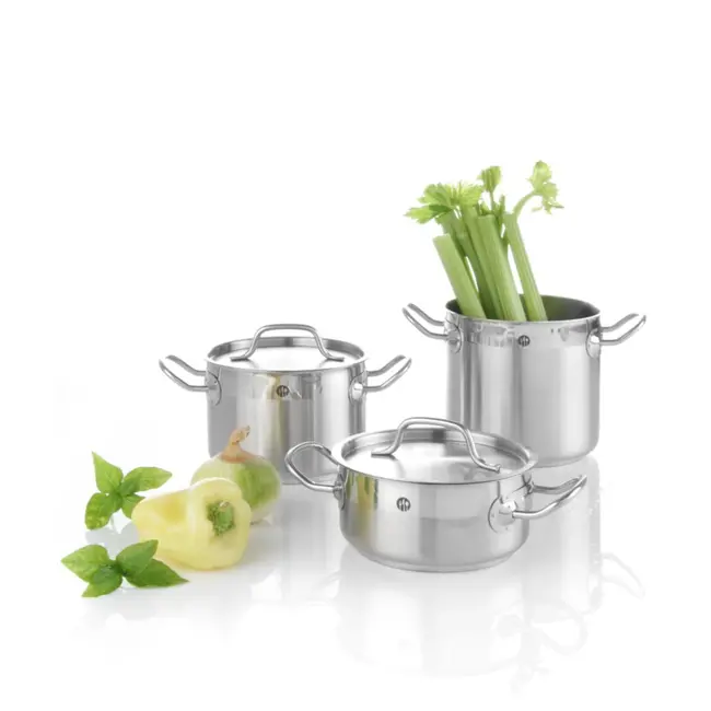 HENDI Kookpan laag – inductiegeschikt – 1,5L – met deksel – koelblijvende handgrepen