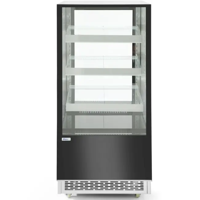 Arktic Koelvitrine – 3 schuine schappen – 300L – LED-verlichting – verrijdbaar – roestvast staal