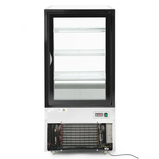 Arktic Koelvitrine – 3 schuine schappen – 300L – LED-verlichting – verrijdbaar – roestvast staal