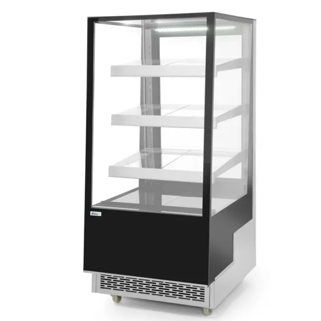 Arktic Koelvitrine – 3 schuine schappen – 300L – LED-verlichting – verrijdbaar – roestvast staal