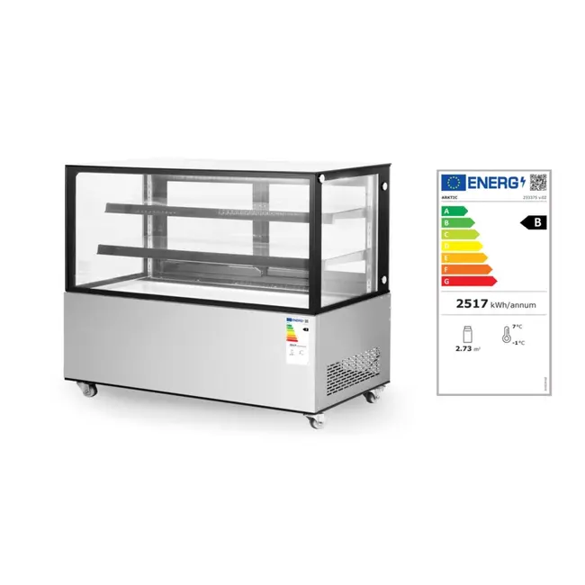Arktic Koelvitrine – 2 schappen – 510L – LED-verlichting – verrijdbaar – roestvast staal