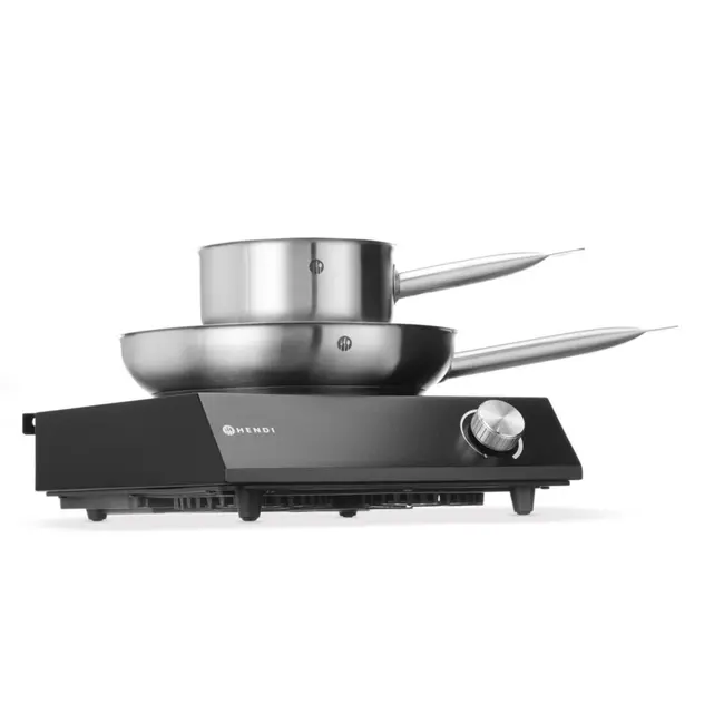 HENDI Complete inductiekookplaat set – 3500W – inclusief steelpan en koekenpan – zwart – 31 vermogensniveaus