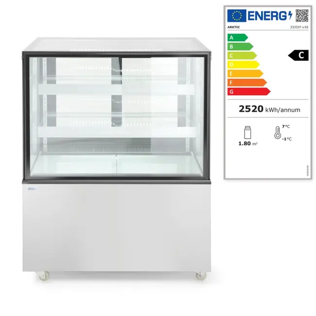 Arktic Koelvitrine – 2 schappen – 300L – LED-verlichting – verrijdbaar – 0˚ tot 6˚C