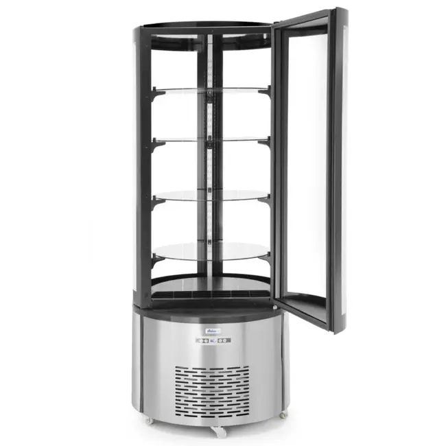 Arktic Ronde gebaksvitrine – 360L – LED-verlichting – Geforceerde luchtkoeling – Verrijdbaar – Roestvrij staal